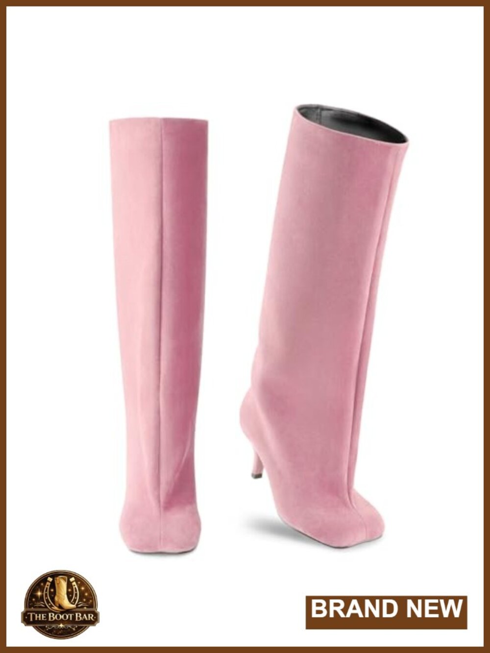 Knee High Suede Boots Square Toe Wide Calf Stiletto Low Heel Pull-On Winter